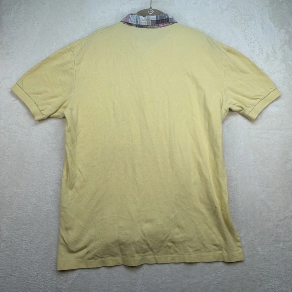Polo Ralph Lauren Polo‎ Shirt Mens Large Yellow Madras Collar Preppy